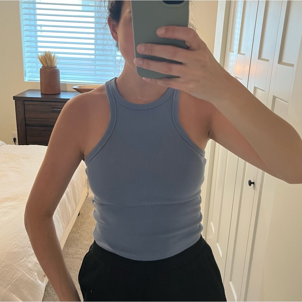 Abercrombie Blue Ribbed Racerback Tank Top